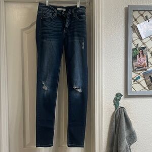 KanCan Dark Blue Distressed Skinny Jeans size 26